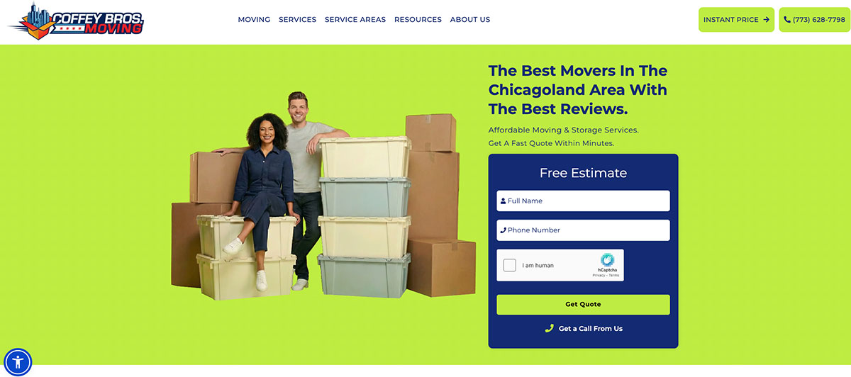 Coffey Bros Moving homepage