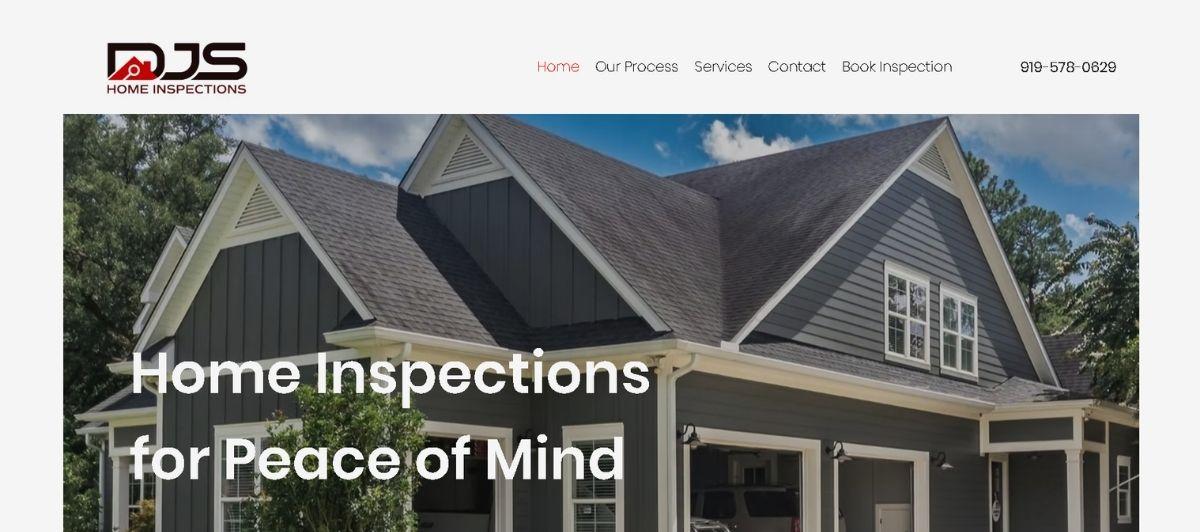 Front view of a gray two-story house with white trim, used as a hero image for a home inspection service.