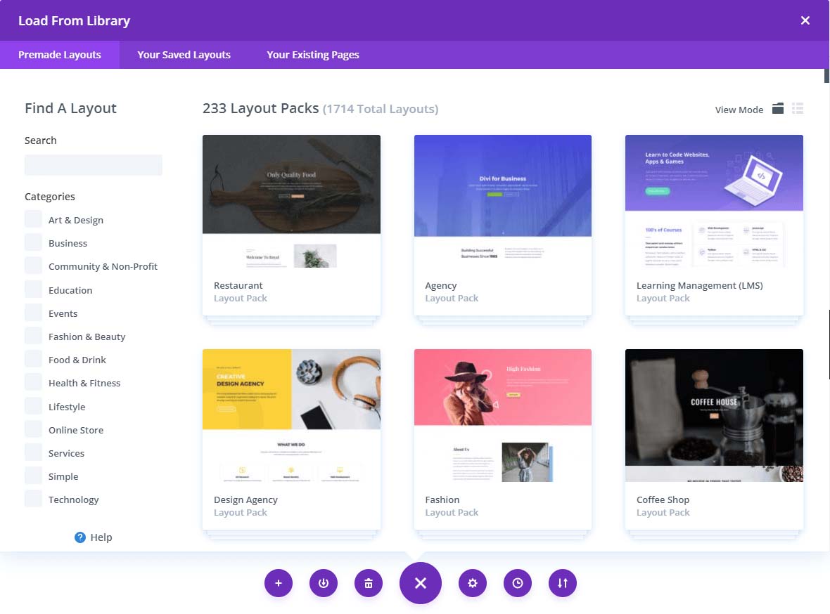 Divi template library