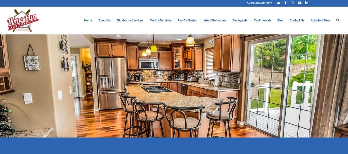 Bright kitchen with granite island, wooden cabinets, stainless appliances, and a sliding glass door to the yard.