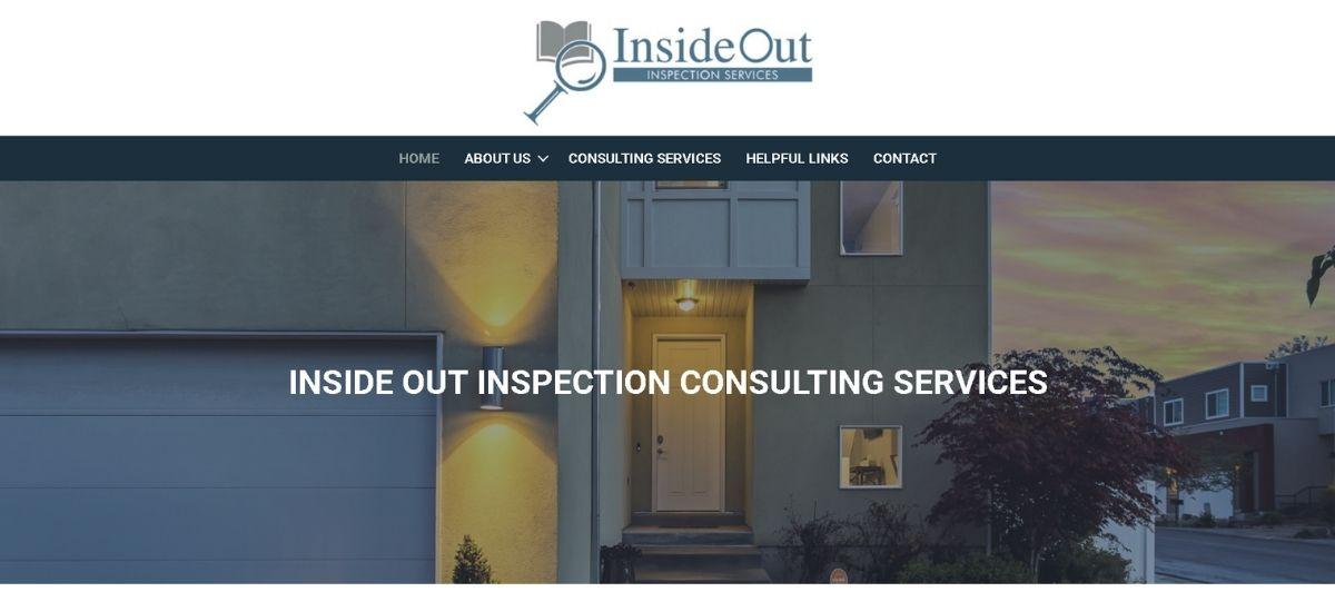 Hero image for Inside Out Inspection Consulting Services featuring a modern house exterior and the company name overlayed on the photo.
