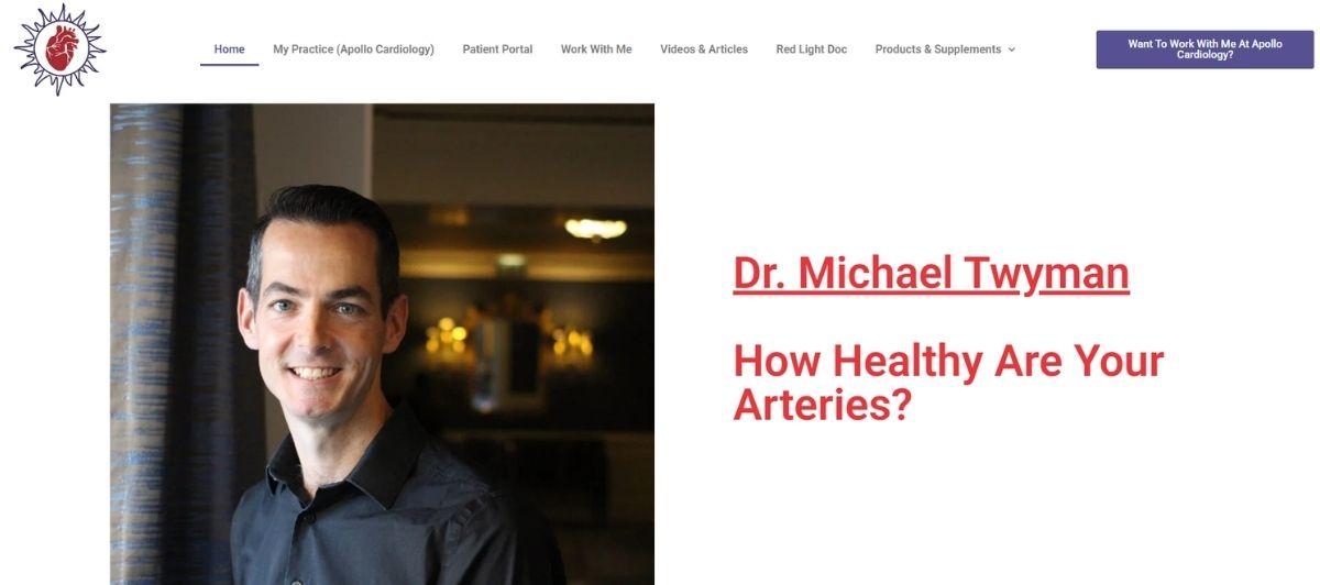 Portrait of Dr. Michael Twyman beside the headline 'How Healthy Are Your Arteries?'