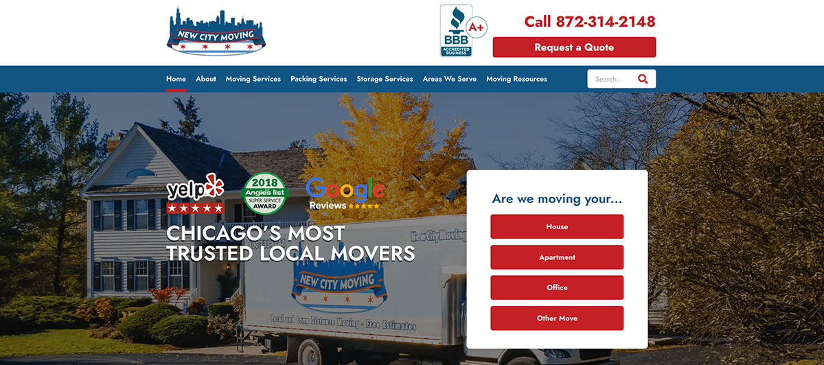 New City Moving homepage
