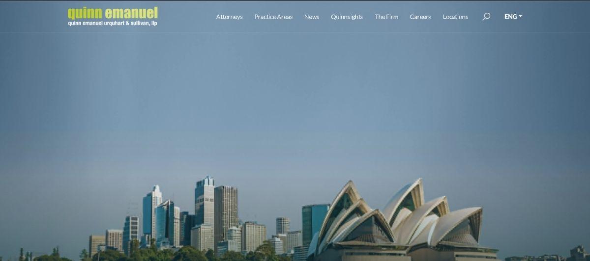 Sydney skyline featuring the Opera House against a blue sky; hero image for a law firm's website.