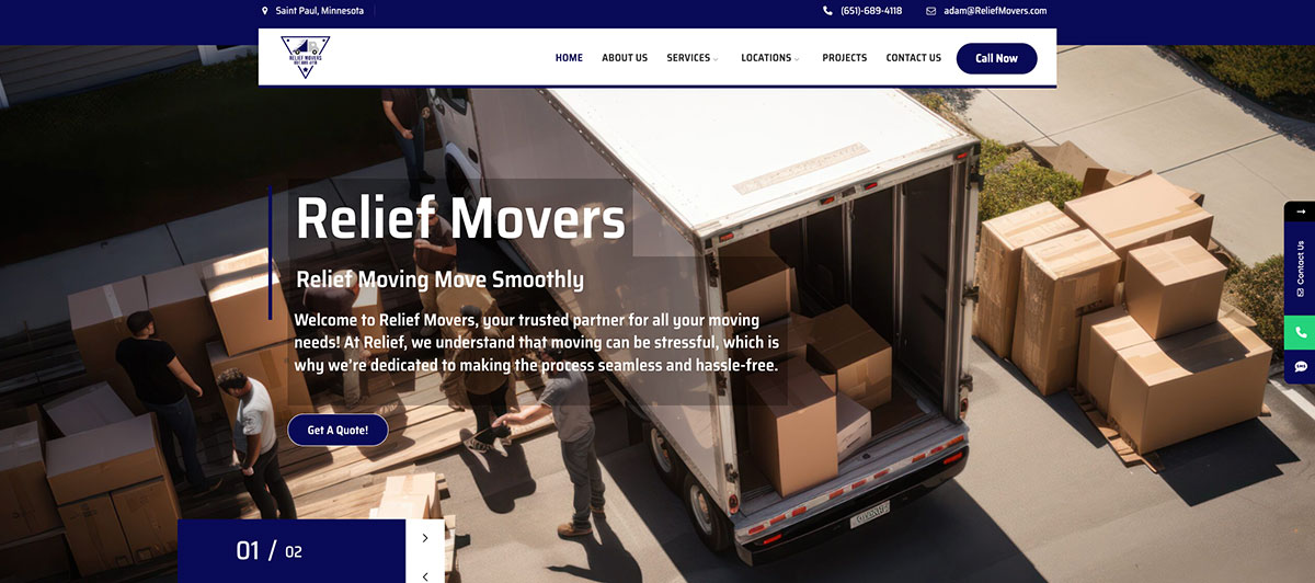 Relief Movers homepage