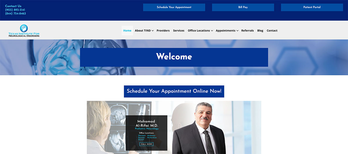 Texas Institute for Neurological Disorders homepage