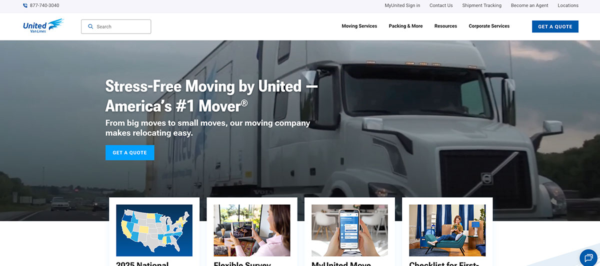 United Van Lines homepage