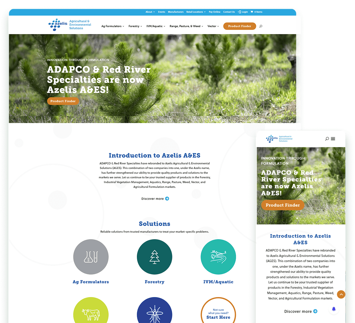 Azelis screenshot of homepage, desktop and mobile