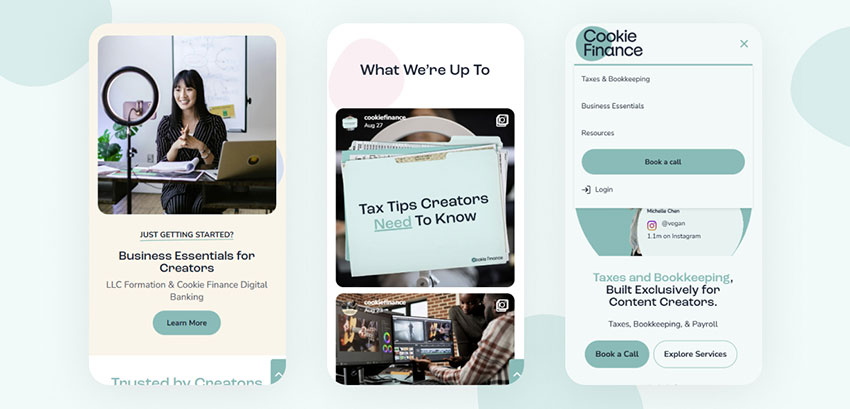 Cookie Finance three mobiles