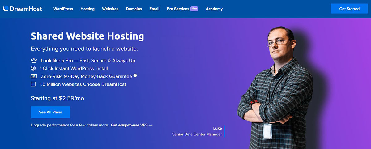 DreamHost web page