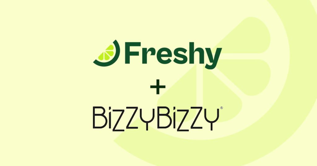 Freshy + BizzyBizzy logos on pale yellow background, indicating a partnership.