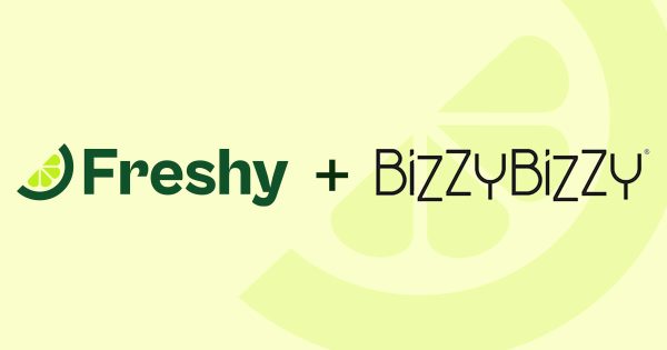 Brand logo showing Freshy and BizzyBizzy joining, with a lime slice icon on the left.