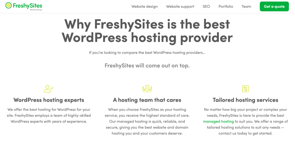 FreshySites WordPress hosting provider