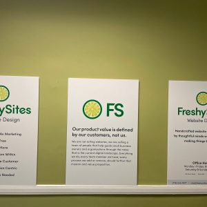 FreshySites poster set in Buffalo, NY web design office