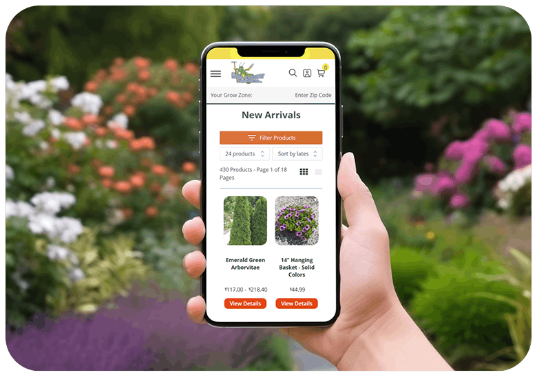 grasshopper gardens person holding mobile
