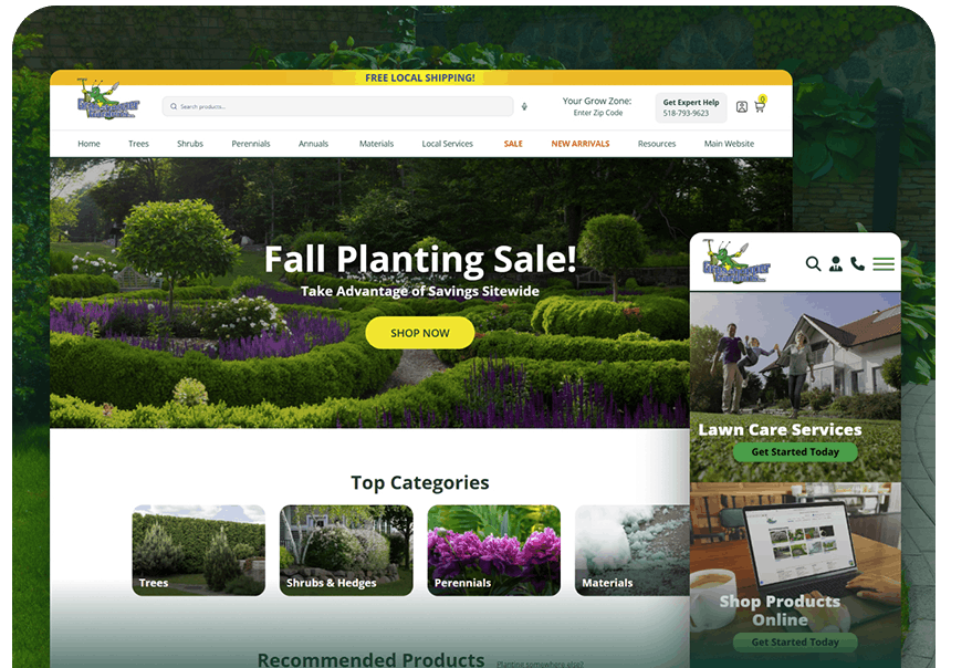 grasshopper gardens desktop and mobile view