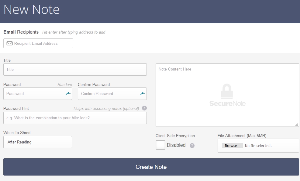 Share a password securely with Noteshred 