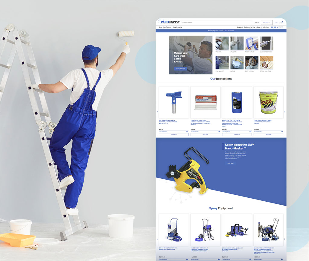 paint supply desktop mockup and house painter