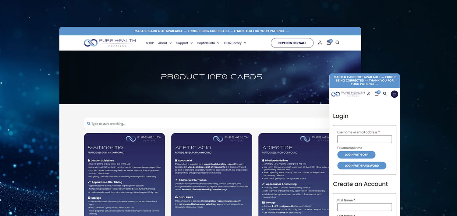 pure health peptides desktop and mobile