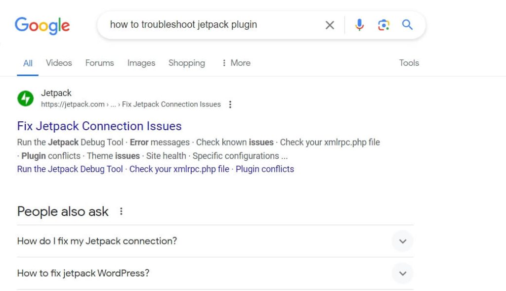 Using a search engine to look for WordPress plugin troubleshooting tips