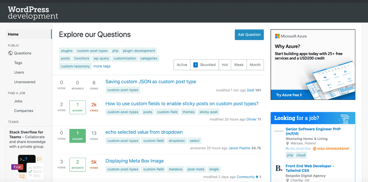 WordPress development explore questions
