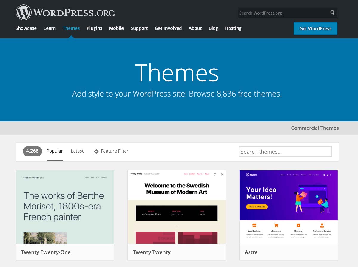 WordPress official themes repository