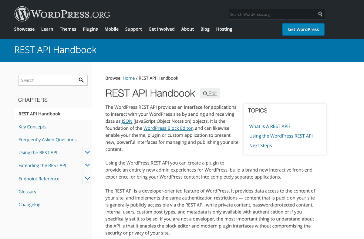 WordPress REST API handbook