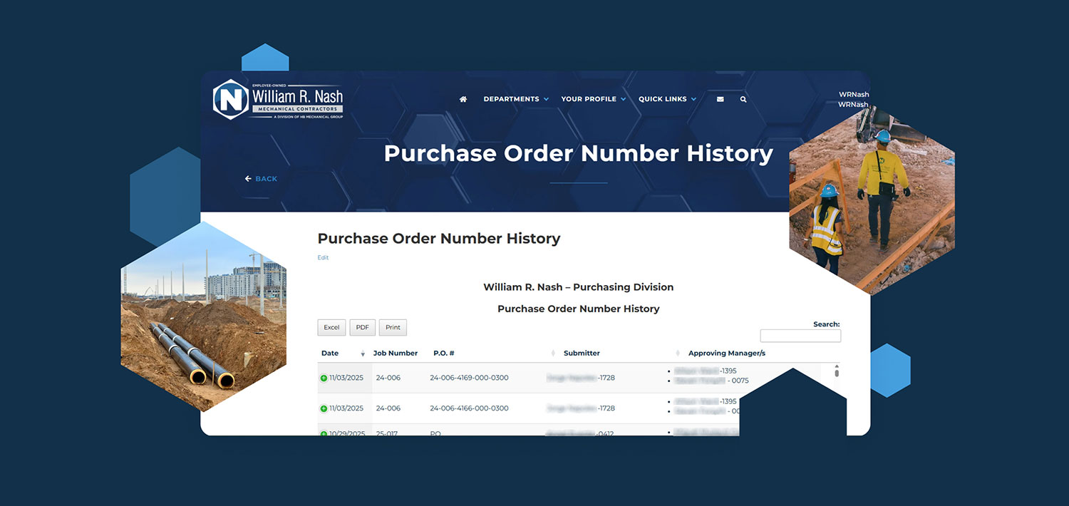wr nash portal purchase order number history screenshot